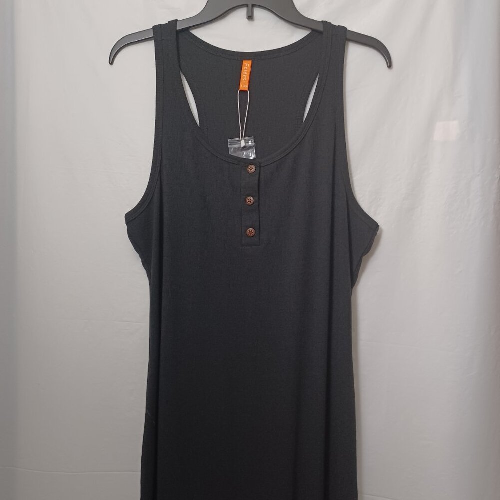 FEIERSI SLEEVELESS RIBBED TANK MIDI DRESS